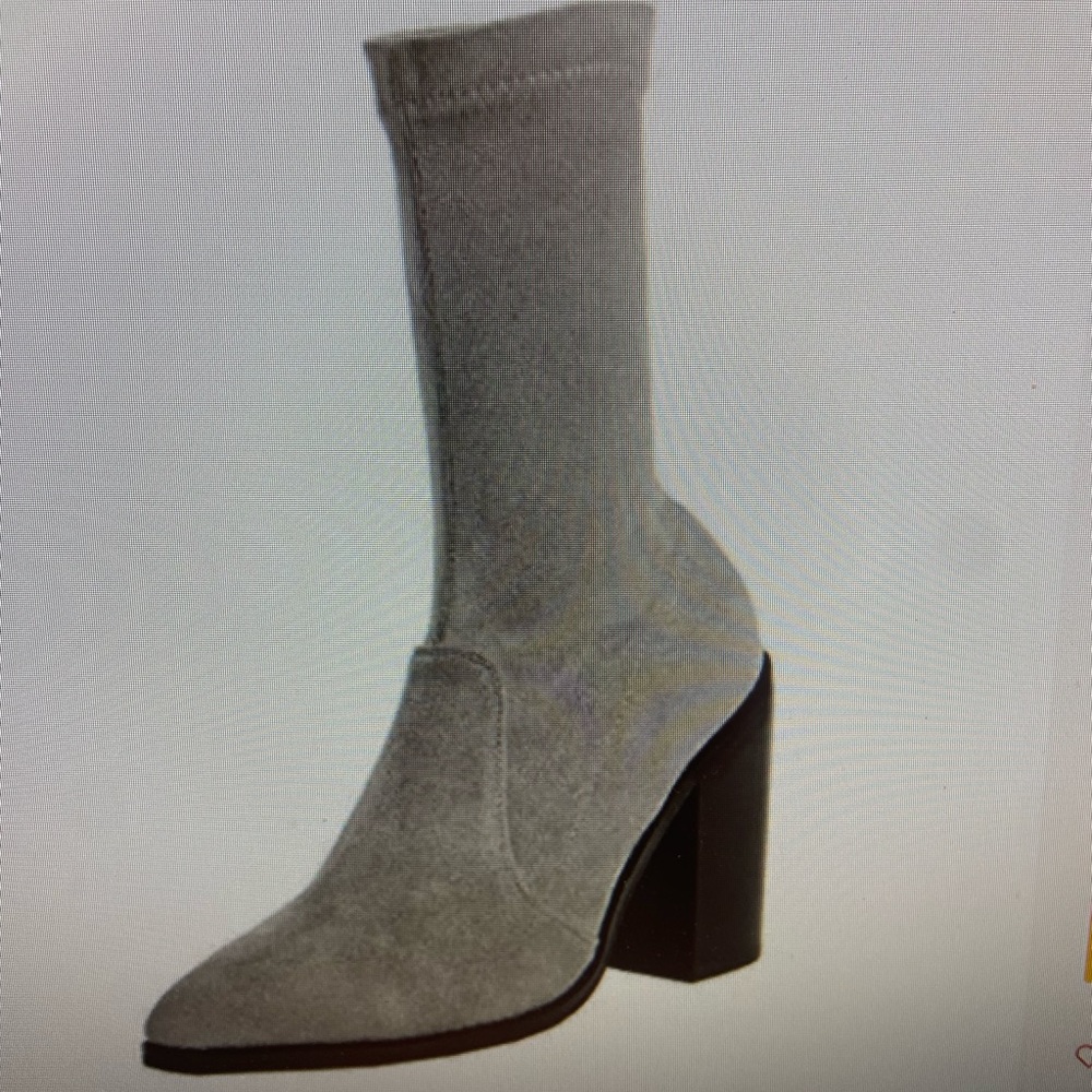 NWT Sol Sana boots in grey suede. 3.25 inch black block heel